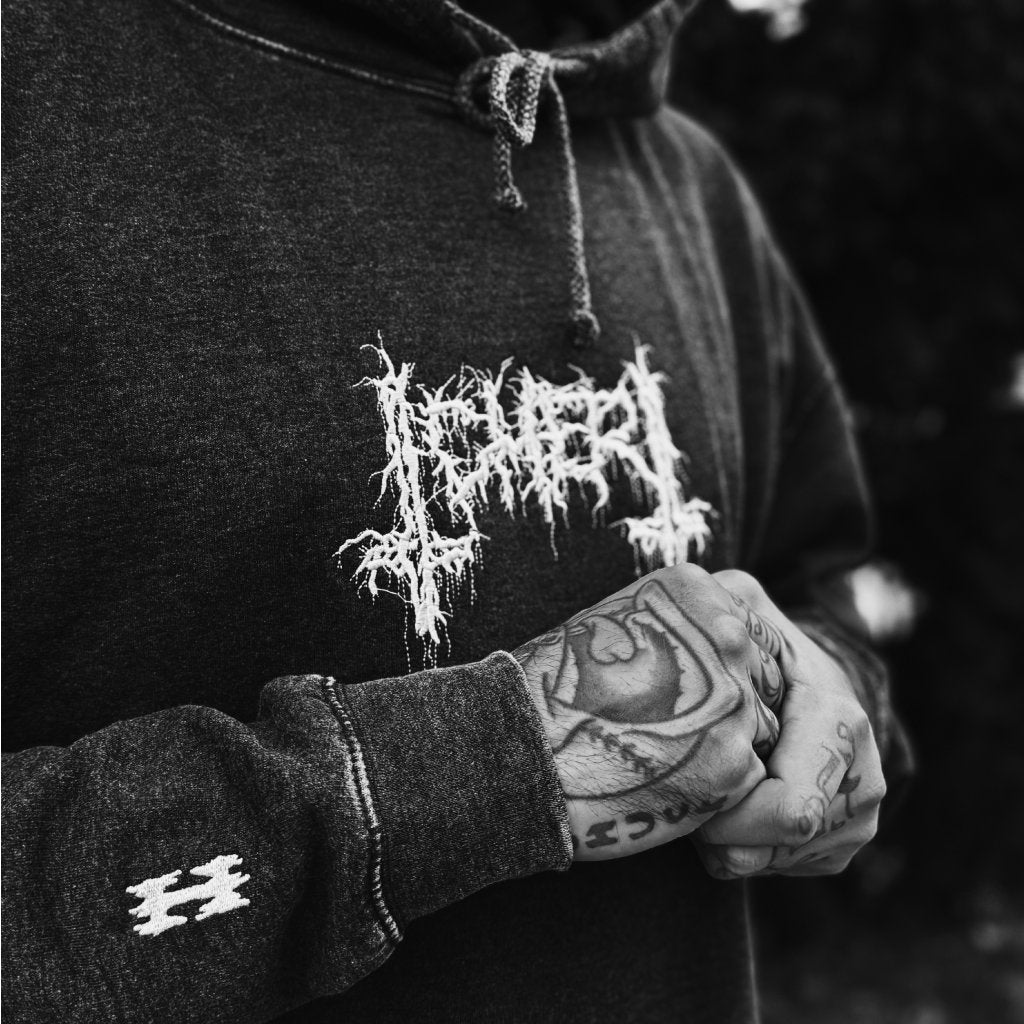 hoodie "METAL EMB" washed blk