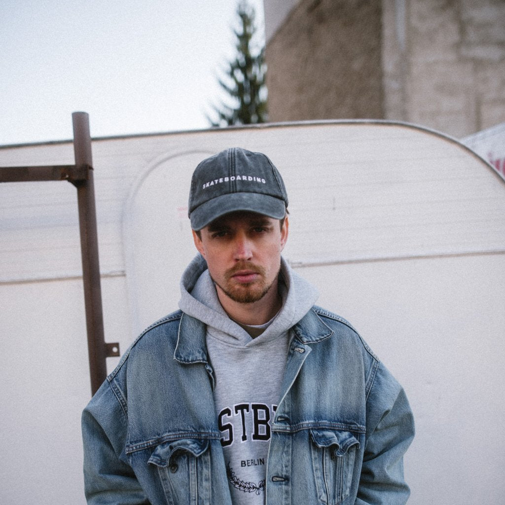 dad cap skateboarding washed blk