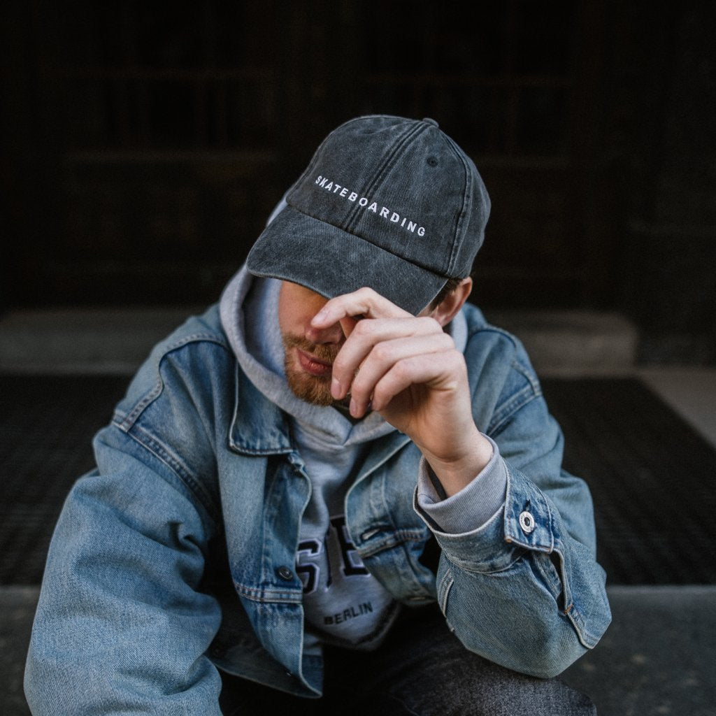 dad cap skateboarding washed blk