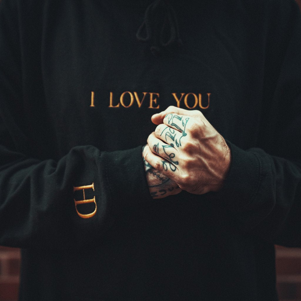 hoodie "I LOVE YOU" blk/gld