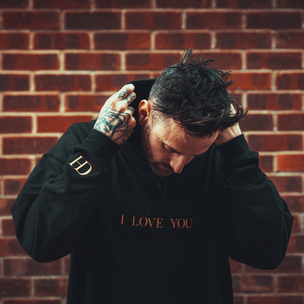 hoodie "I LOVE YOU" blk/gld